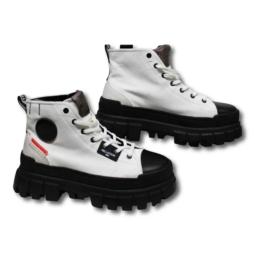 Palladium Women'S Revolt Hi TX Platform Boots White Black 7.5
